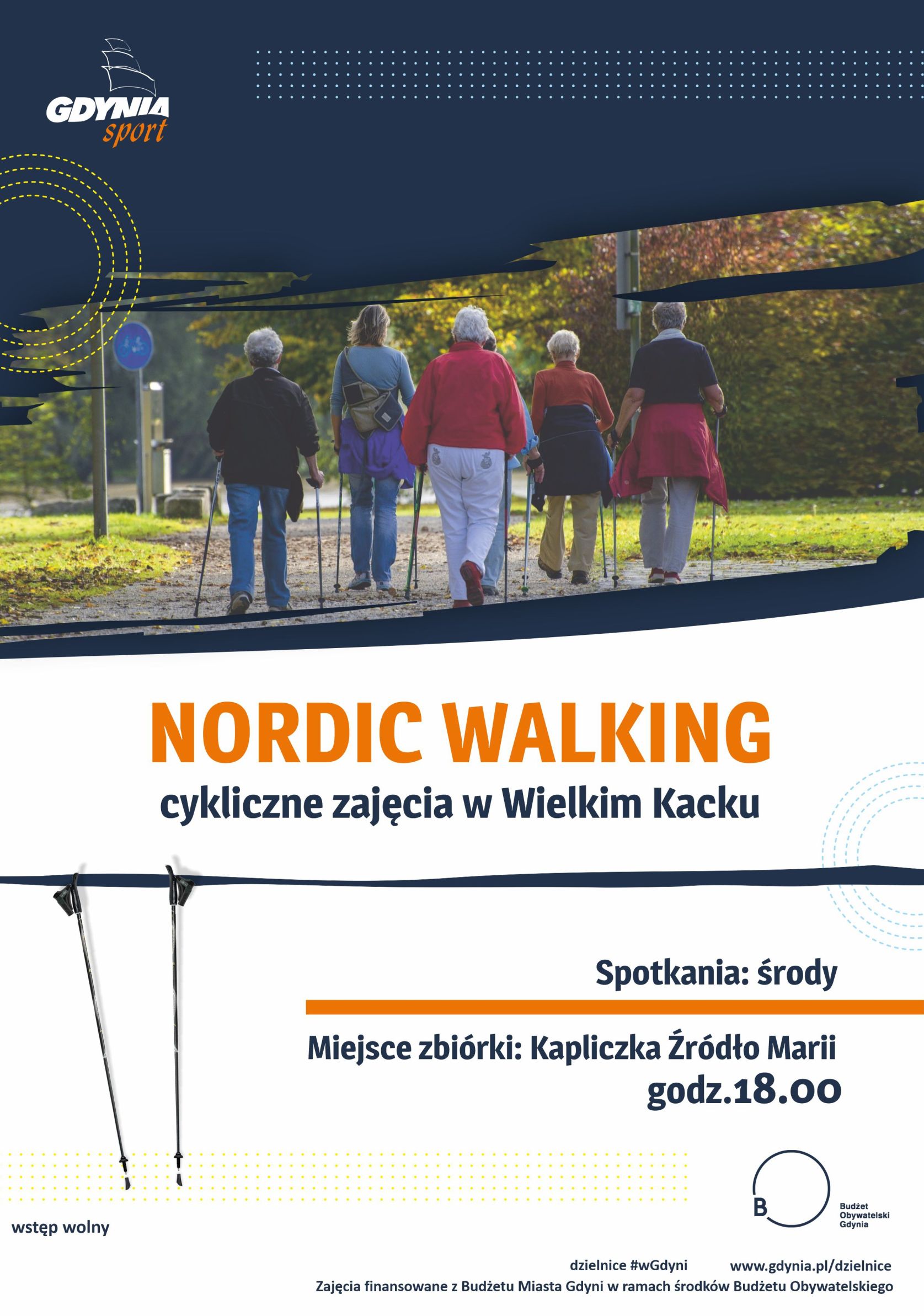Zajęcia nordic walking na Wielkim Kacku